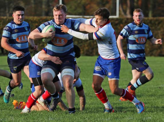 Gregor Dodd in action for Falkirk against Kirkcaldy as the Horne Park side ran out 31-28 winners in the Tennent’s National League Division 2 (Pictures: Gordon Honeyman)