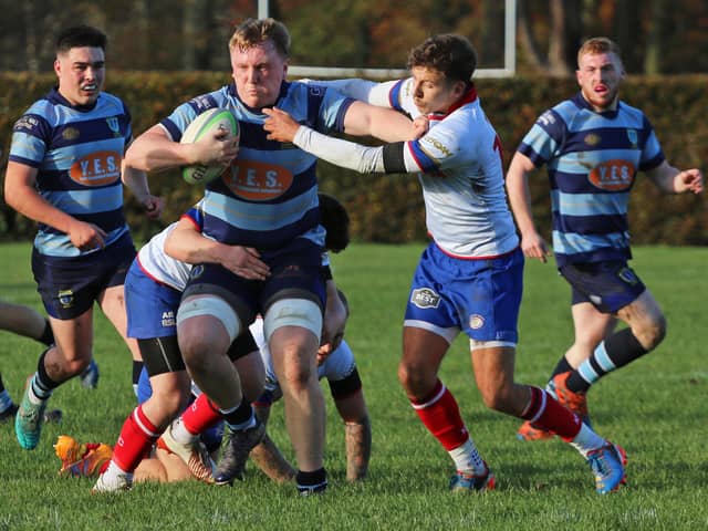 Gregor Dodd in action for Falkirk against Kirkcaldy as the Horne Park side ran out 31-28 winners in the Tennent’s National League Division 2 (Pictures: Gordon Honeyman)