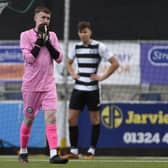 Gutted Ayr United loanee Ollie Ecrepont after being sent off for a last-man tackle (Pictures by Alan Murray)