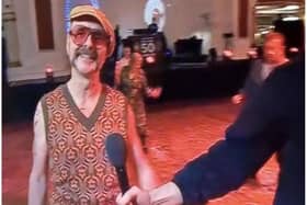 Quest clothes shop employee Gardiner Dick struts his stuff on BBC breakfast news
(Picture: Submitted)