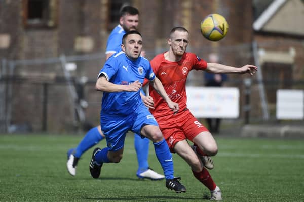 Bo'ness Athletic v Sauchie Juniors; 22/04/2023; Bo'ness; Newtown Park, EH51 0JX, Jamieson Avenue; Falkirk Council; Scotland; (Picture: Alan Murray)
