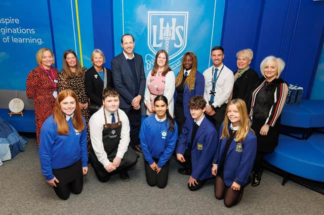 Representatives from the Scottish Government visited Larbert High School recently to see the work done in the Developing the Young Workforce initiative.  (Pic: Mark Ferguson)