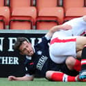 New Falkirk signing Leon McCann in action against the Bairns for Falkirk last season