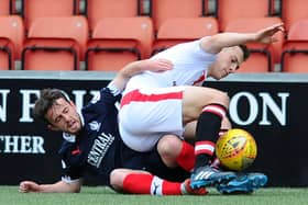 New Falkirk signing Leon McCann in action against the Bairns for Falkirk last season