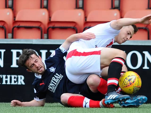 New Falkirk signing Leon McCann in action against the Bairns for Falkirk last season