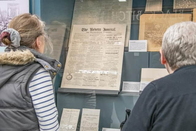 Front page of the Bo'ness Journal, which was at that time owned by Johnston Press, is among the many exhibits now on show in the museum.