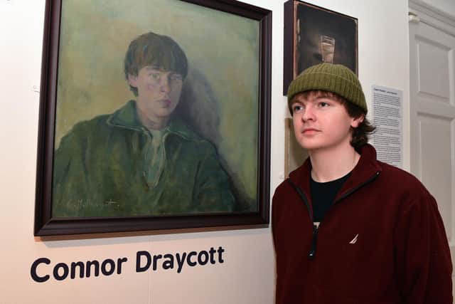 Connor Draycott with his work