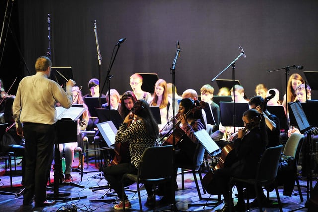 In 2015 young musicians from across the district recorded the Music Pot project and performed on the town hall stage