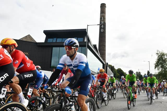 The route passed through Falkirk as the cyclists headed from Edinburgh to Glasgow. Pic: Michael Gillen