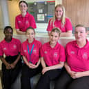 Some of the first recruits on the new Pathway to Healthcare Careers programme are pictured on their volunteer placements. Pic: Contributed