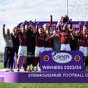 League Two champions Stenhousemuir will welcome League One invincibles Falkirk to Ochilview for a friendly marking the club’s 140th anniversary campaign (Pictures: Michael Gillen)