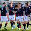 Aidan Keena celebrates scoring Falkirk's second goal today (Picture Michael Gillen)