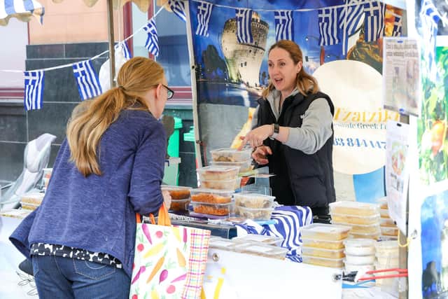 Eva Tzatziki's homemade Greek food is among the traders who will be at this month's market on Saturday. (Pic: Mark Ferguson)