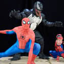 Harvey, age 4 - or in his own words "big" - showing off his moves with Spiderman and Venom at Falkirk Comic Con on Saturday.  (Pics: Sonja Blietschau)