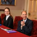 HRH Prince Edward, the newly titled Duke of Edinburgh meets secondary school pupils in Holyroodhouse