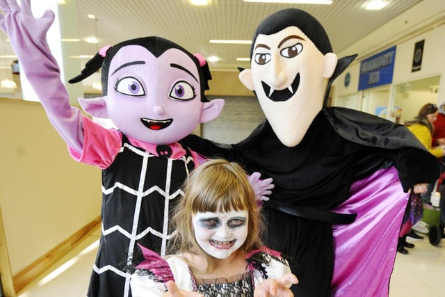 Lily Patterson (8) meets some unusual friends in the Howgate Shopping Centre.