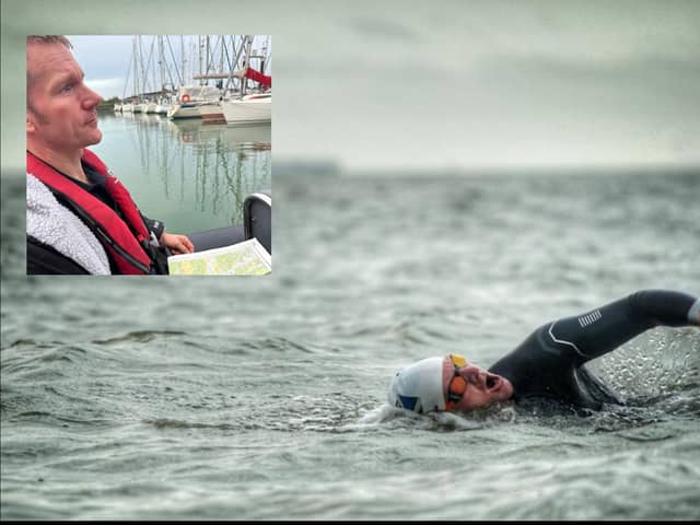 David Rascoe from Denny braves the North Sea currents to swim for charity
(Picture: Submitted)