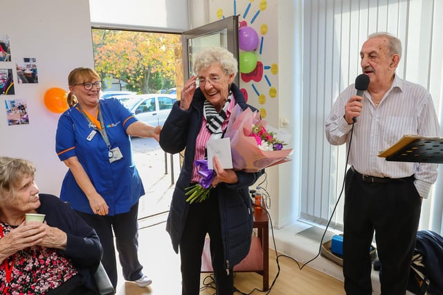 It was also time to say goodbye to Margaret Moffat who received flowers to mark her retirement from Burnbrae.