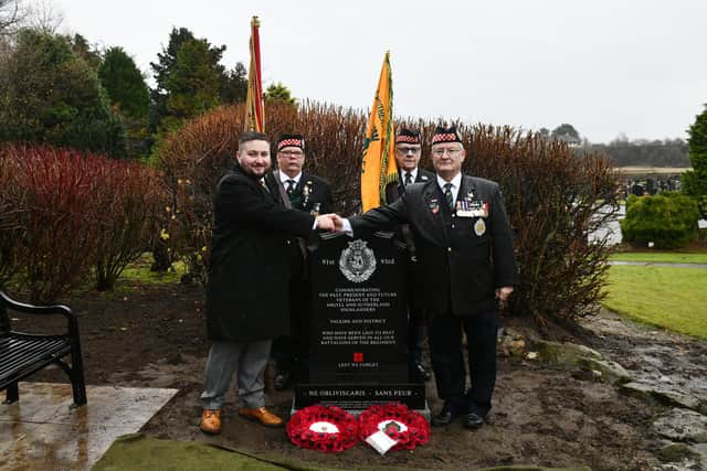 Front,  Christopher King of Kings Funeral Director and John Graham, chairman of the Argyll and Sutherland Highlanders Association Grangemouth branch. Picture: Michael Gillen