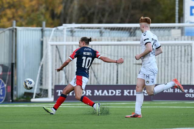 Aidan Nesbitt marked his 100th Falkirk appearance with a goal against Edinburgh City (Pictures by Michael Gillen)