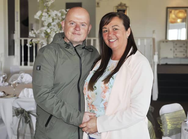 Lesley McGuinness and Chris O'Neill will marry at The Three Kings in Shieldhill on Saturday after winning their big day courtesy of the Cattanach family who run the venue