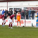 Picture Mark Ferguson 23/03/24. LINLITHGOW, Prestonfield Stadium. Linlithgow Rose v Bo'ness United, Lowland League. Bo'ness United goal, Ryan Porteous