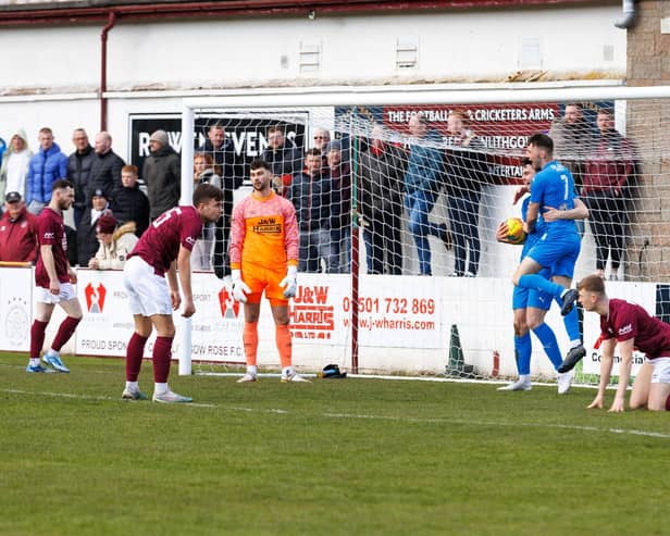 Picture Mark Ferguson 23/03/24. LINLITHGOW, Prestonfield Stadium. Linlithgow Rose v Bo'ness United, Lowland League. Bo'ness United goal, Ryan Porteous