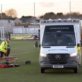Adam McCracken is taken to hospital as a precaution following his injury in Stenhousemuir's match with Stiring Albion