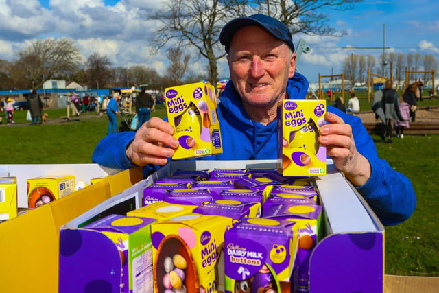 David West guards the Easter eggs at Inchyra Park