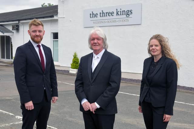 The Cattanach family, dad David, son James and daughter Paula Young, offered the prize to mark their 20th year of hosting weddings and celebrations at The Three Kings in Shieldhill