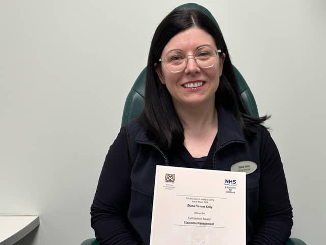 Diana Kelly is one of a handful of opticians across the country who has successfully completed an SQA qualification in glaucoma management.