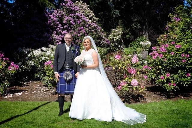 The sun shone when Gail Johnston and David Balderstone married at The Three Kings on June 4. The couple were joined by around 100 guests during the day for their wedding at the Shieldhill venue with another 20-plus joining them in the evening. Gail, 27, is an administration manager with Allied International in Grangemouth, while David, 31, is a maintenance manager at the McDonald’s restaurant at Earlsgate Roundabout. The newlyweds live in Carron.  Pic: Brian Muldoon Photography