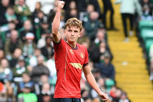 Yeats after putting Falkirk 2-1 up at Celtic (Pic Michael Gillen)