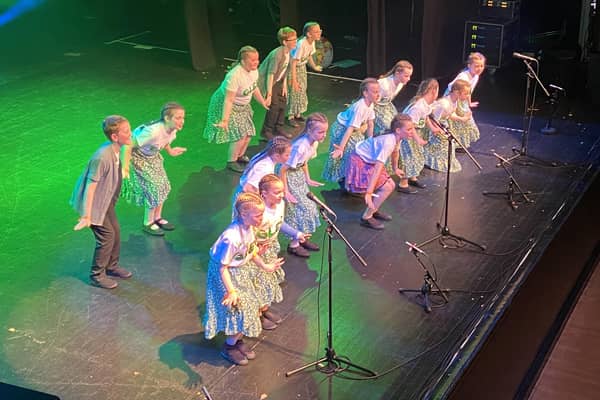 The choir from California and Shieldhill primary schools impressed the judges securing them the title of regional winners and a place in the national final of the Scottish Primary Schools Glee Challenge.  (Courtesy of Frisson Foundation)
