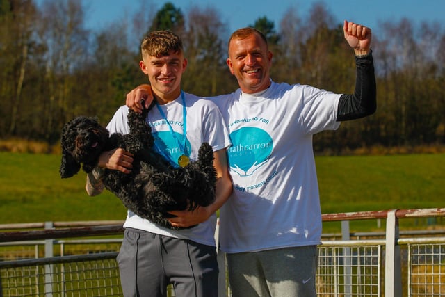 Kevin Beattie with his son Kieran from Carron are regular fundraisers for Strathcarron but this was a new experience for them.