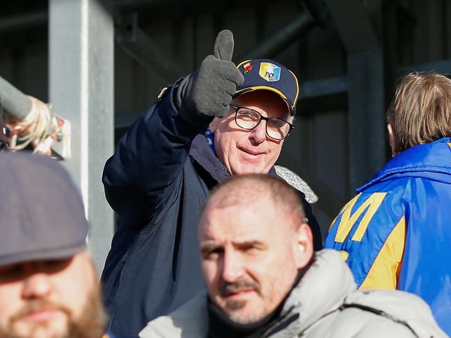 Mansfield Town fans at The Dunes Hotel Stadium for the match against Barrow.
