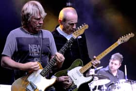 Status Quo frontmen, the late Rick Parfitt and Francis Rossi, both played their trademark three chord boogie at Grangemouth Rock Festival back in 1972