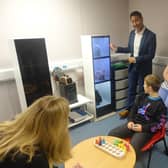 Jenni Minto, Minister of Public Health and Women’s Health, met 10-year-old Adam Tasker, from Falkirk, and his parents while visiting the service in Stirling.  (Pic: NHS Forth Valley)