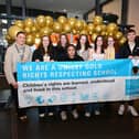 Falkirk High pupils celebrate their school's official gold status   (Picture: Submitted)