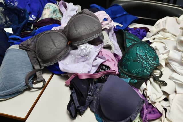 Some of the bras that the group collected.