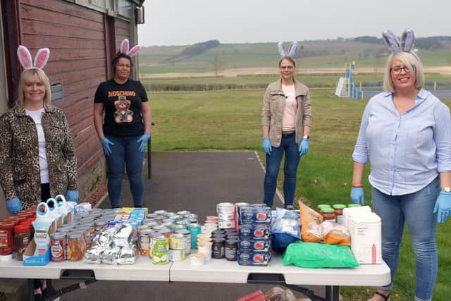 Energy campaigner Claire Mackie and friends Fiona Gordon, Loretta Morris and Claire Malcolm have started a food drive for those who need it most at Slamannan's Community Pavilion.