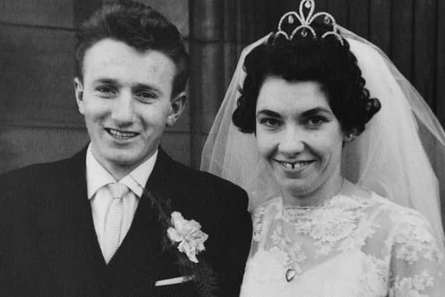 Bill Mochrie and Morag Mochrie on their wedding day on March 30, 1962.