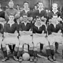 An early 1950s team picture with Ian Rae (third right, back row) and Bobby Morrison (second left, front row)