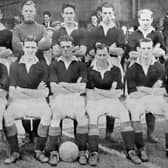 An early 1950s team picture with Ian Rae (third right, back row) and Bobby Morrison (second left, front row)