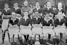 An early 1950s team picture with Ian Rae (third right, back row) and Bobby Morrison (second left, front row)