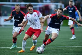 Falkirk captain Stephen McGinn in action during the Viaplay Cup group stages (Photo: Michael Gillen)