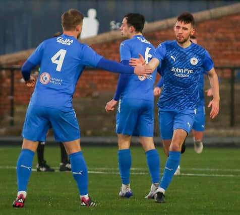 Bo’ness United ace Finlay Malcolm grabbed a double as his side defeated local rivals East Stirlingshire 4-2 last Saturday afternoon at Newtown Park (Pictures: Ashleigh Maitland)