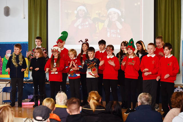 Pupils form P6 and P7 entertain their delighted audience