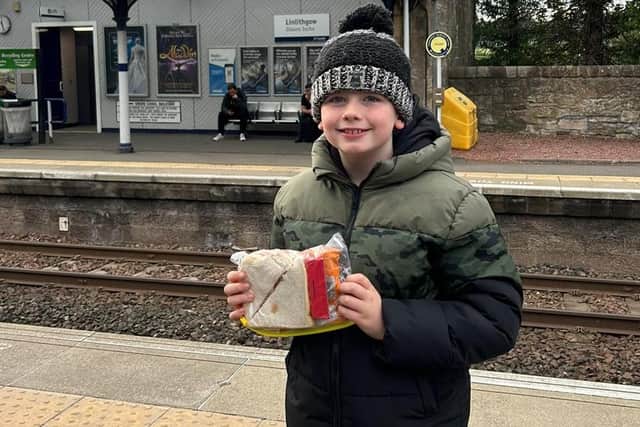 Riley made up sandwich bags full of goodies for his trip through to Glasgow.