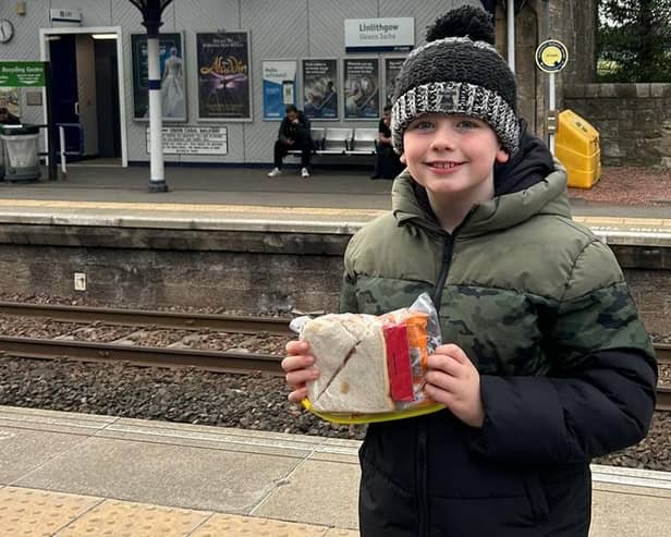 Riley made up sandwich bags full of goodies for his trip through to Glasgow.
